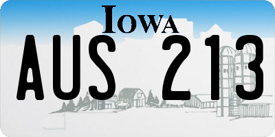 IA license plate AUS213