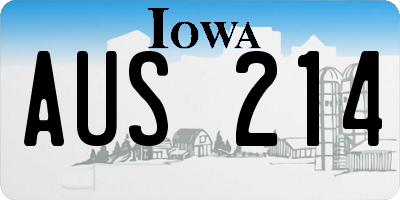 IA license plate AUS214