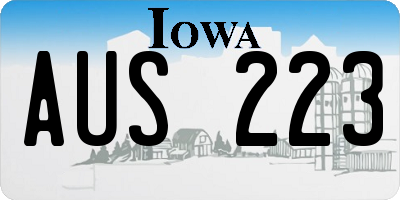 IA license plate AUS223