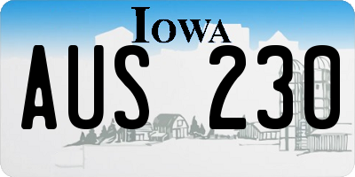 IA license plate AUS230