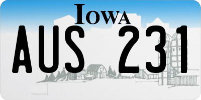 IA license plate AUS231