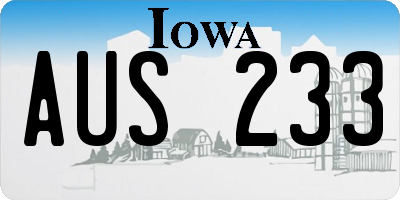IA license plate AUS233