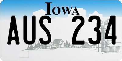 IA license plate AUS234