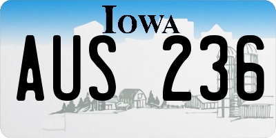 IA license plate AUS236