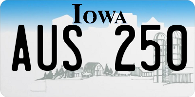 IA license plate AUS250