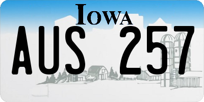 IA license plate AUS257