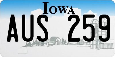 IA license plate AUS259