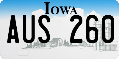 IA license plate AUS260