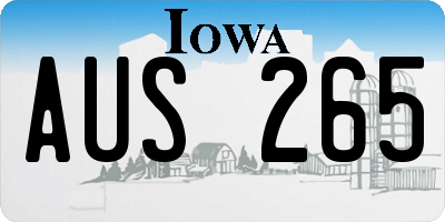 IA license plate AUS265