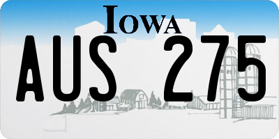 IA license plate AUS275