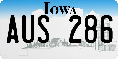 IA license plate AUS286
