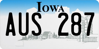 IA license plate AUS287