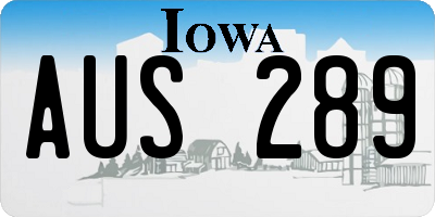 IA license plate AUS289
