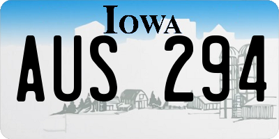IA license plate AUS294