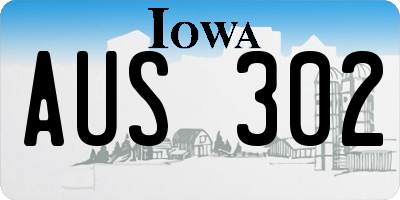IA license plate AUS302