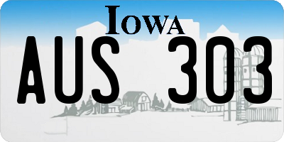 IA license plate AUS303