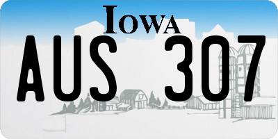 IA license plate AUS307