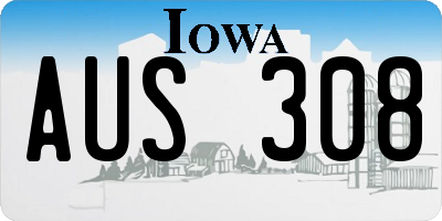 IA license plate AUS308