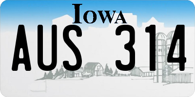 IA license plate AUS314
