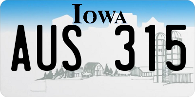 IA license plate AUS315