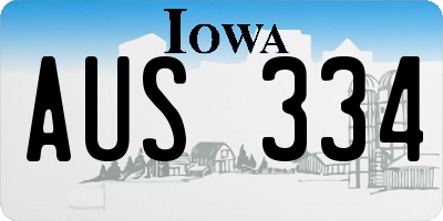 IA license plate AUS334
