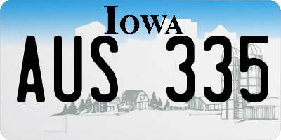 IA license plate AUS335