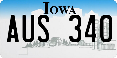 IA license plate AUS340