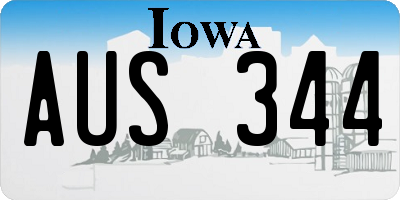 IA license plate AUS344