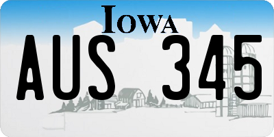 IA license plate AUS345