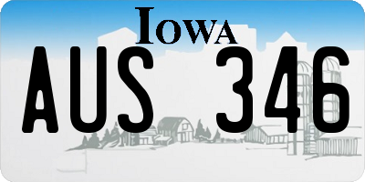 IA license plate AUS346