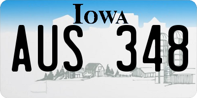 IA license plate AUS348