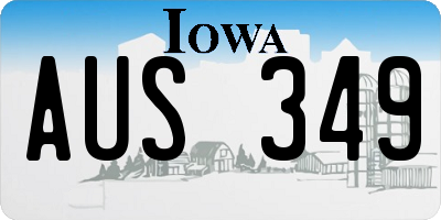 IA license plate AUS349