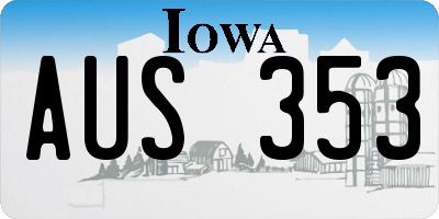 IA license plate AUS353