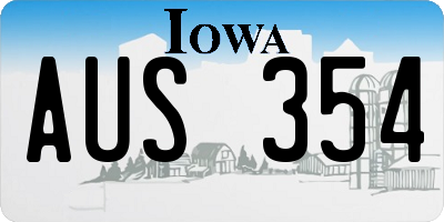 IA license plate AUS354