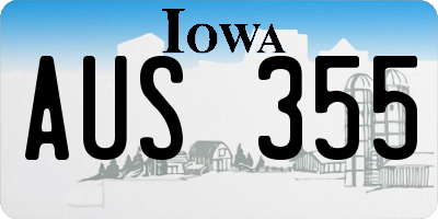 IA license plate AUS355