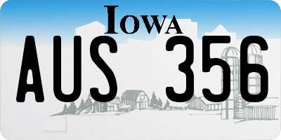 IA license plate AUS356