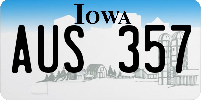 IA license plate AUS357