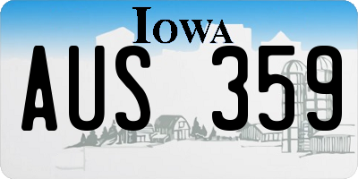 IA license plate AUS359