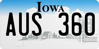IA license plate AUS360