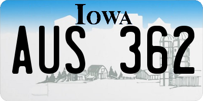 IA license plate AUS362