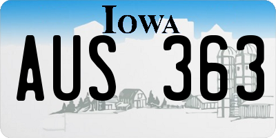 IA license plate AUS363