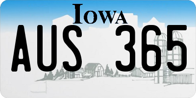 IA license plate AUS365