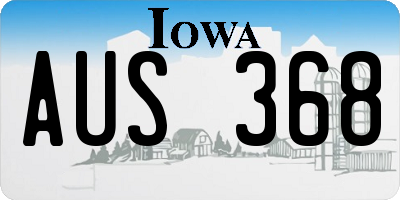 IA license plate AUS368