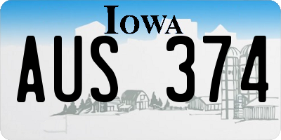 IA license plate AUS374