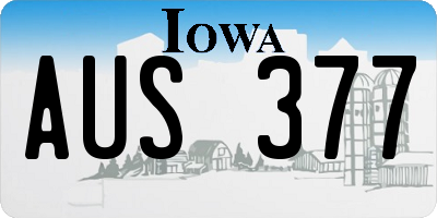 IA license plate AUS377