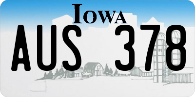 IA license plate AUS378