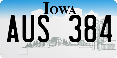IA license plate AUS384
