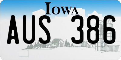 IA license plate AUS386