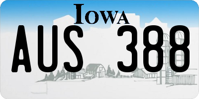 IA license plate AUS388