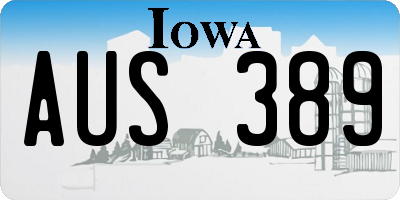 IA license plate AUS389